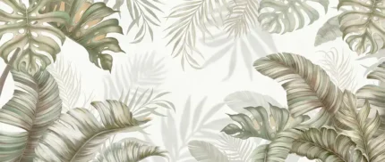 Papier peint panoramique sur-mesure motif grandes feuilles tropicales monstera vertes pour décoration de chambre moderne au Maroc